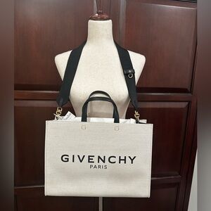 Givenchy Cream and Black Canvas Tote